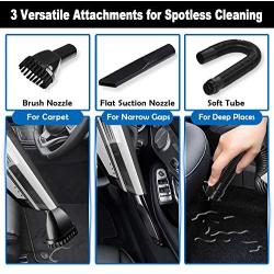 Car Vacuum, Hantun Portable Handheld Auto Vacuum Cleaner for Car, 6000Pa Powerful Suction Lightweight Automatic Car Vacuum with 2 HEPA Filters, for Wet and Dry Cleaning, Black