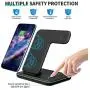 MITERV Wireless Charger, 3 in 1 Qi-Certified Fast Charging Dock Station for iPhone 11/11 Pro Max/XR/XS/X/8/8P Nightstand Mode for Apple Watch Series 5/4/3/2/1 Airpods Pro/2/1 (Black)