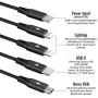 CHAFON 2 Pack USB C to Multi Charging Cable, 4 in 1 Nylon Braided Type C Micro USB Cable Compatible for Huawei,HTC,LG,Samsung Galaxy,Sony Xperia,Android Smartphones,Tablets and More-1 Feet