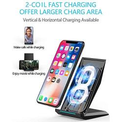 Fast Wireless Charger,NANAMI Qi Certified Wireless Charging Stand Compatible iPhone SE/11/11 Pro/11 Pro Max/XS/XS Max/XR/X/8 Plus,Samsung Galaxy S20 S10 S9 S8 S7 Edge Note 10+/9/8 and Qi-Enabled Phone