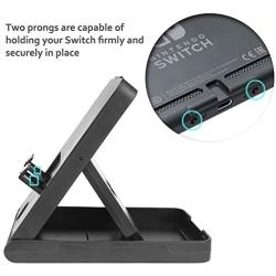 Stand for Nintendo Switch, TJS Nintendo Switch Stand Holder [Play While Charging] [Multi-angle Adjustable] [Travel Friendly] Switch Stand Dock Bracket with Air Vents, Portable Playstand Cradle (Black)