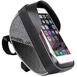MOOZO Bike Handlebar Bag, Bike Phone Holder, Waterproof Bicycle Top Tube Pouch Pannier Cycling Frame Bags Bike Phone Mount Stand for iPhone Xs MAX XR X 8 7 6 6S Plus Samsung LG Smartphones Below 6