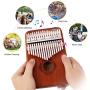 Kalimba 17 Keys Thumb Piano with Study Instruction and Tune Hammer, Gifts for Kids Adult Beginners and Professional Portable Wood Finger Piano Mibra