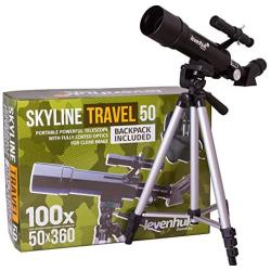 Levenhuk Skyline Portable Travel 50 Refractor Telescope with Backpack – Fully Multi-Coated Optics