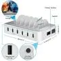 Charging Station for Multiple Devices - 6 Smart Charging Ports Docking Organizer - Compatible with iPhone iPad and Android Cell Phone and Tablet (6 Short Cables Included) (White) Charging Station for Multiple Devices - 6 Smart Charging Ports Docking Organizer - Compatible with iPhone iPad and Android Cell Phone and Tablet (6 Short Cables Included) (White)