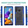 CasemartUSA Phone Case for [Samsung Galaxy A21], [Refined Series][Blue] Shockproof Cover with Built-in Kickstand & Belt Clip Holster for Samsung Galaxy A21 (Verzion, Boost Mobile, T-Mobile, Metro)