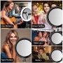 Villsure Selfie Ring Light, 10" LED Ring Light with Adjustable Tripod Stand, Double-Sided Cosmetic Mirror and Phone Holder for Selfie, Dimmable Makeup Ring Light for Live Streaming, YouTube Video