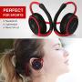 Small Bluetooth Headphones Behind The Head, Sports Wireless Headset with Built in Microphone and Crystal-Clear Sound, Fold-able and Carried in The Purse, and 12-Hour Battery Life, red