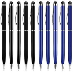 Stylus Pen,UROPHYLLA 10pcs Universal 2 in 1 Capacitive Stylus Ballpoint Pen Compatible for iPad,iPhone,Samsung,HTC,Kindle,Tablet,All Capacitive Touch Screen Device -Black+Blue