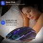 Wireless Gaming Mouse, VEGCOO C8 Silent Click Wireless Rechargeable Mouse with Colorful LED Lights and 2400/1600/1000 DPI 400mah Lithium Battery for Laptop and Computer (C11 Black)