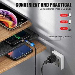 Utotrip Magnetic Charging Cable,(2-Pack,10ft,10ft) 3-in-1 USB Magnetic Cable,Nylon Braided Phone Charger Cable Compatible with Micro USB,Type C and iProducts…