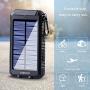 Solar Charger 20000mAh YOESOID Portable Solar Power Bank with Dual USB Output Waterproof External Battery Pack Compatible Most Smart Phones and Tablets