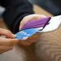 Sinjimoru Cell Phone Grip with Card Wallet, Phone Wallet Stick on Card Holder for Back of Phone, Slim Wallet with Elastic Phone Strap. Sinji Pouch Band Beige