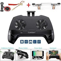 Mobile Game Controller with Radiator/Mobile Phone Holder/Cellphone Clamp/Clip Compatible for PUBG 5-in-1 Gamepad Shoot and Aim Trigger Phone Cooling Pad Power Bank for Android & iOS