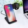 Bysionics Wireless Charger,2 in 1 Fast Qi Phone Wireless Charging Stand & Wireless Charging Dock Compatible for Apple iWatch Series 4/3/2/1 (Black)