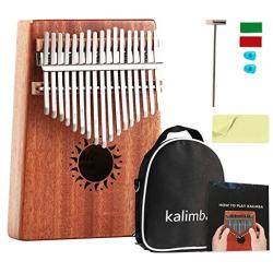 Kalimba 17 Keys Thumb Piano Portable Mbira Finger Piano Gifts for Kids and Adults Beginners with Tuning Hammer and Study Instruction