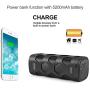 Bluetooth Speaker, 20W Portable Speaker with Rich Bass, Waterproof Bluetooth Speakers with 5200mAh Power Bank, Dual-Driver, Built-in Mic, Dustproof, Shockproof, 24 Hrs for Home Outdoor, 33 Feet