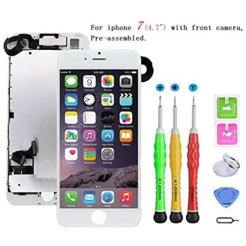 Screen Replacement Compatible with iPhone 7 4.7 inch Full Assembly - LCD 3D Touch Display Digitizer with Sensors and Front Camera, Fit Compatible with iPhone 7 4.7 inch-White Screen Replacement Compatible with iPhone 7 4.7 inch Full Assembly - LCD 3D Touch Display Digitizer with Sensors and Front Camera, Fit Compatible with iPhone 7 4.7 inch-White