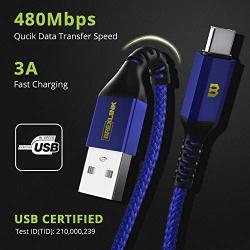 BrexLink USB C Cable Samsung Galaxy S8 Charger, USB C to USB A Charger (6.6ft/2 Pack), Nylon Braided Fast Charging Cord for Samsung Galaxy S10 S9 S8 Note 9, Pixel, LG V30 G6, Nintendo Switch (Blue)