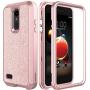 AMENQ Case for LG Aristo 2 X210/LG Tribute Dynasty/LG Phoenix 4/LG Rebel 3 L158VL/LG Rebel 4 L211VL, 3 in 1 Heavy Duty Sparkle Glitter with Rubber TPU Bumper and Hard PC Protective Armor Back Cover