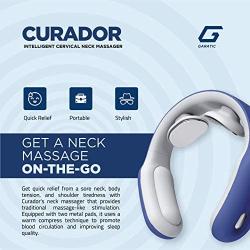 Curador Neck Massager,Intelligent Portable Neck Massager by Garatic with Heat Cordless,3 Modes 15 Levels Smart Deep Tissue Trigger Point Massage Use at Home,Office,Outdoor,