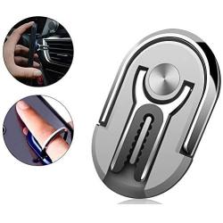 Cell Phone Ring Holder Stand, 3 in 1 MR. YLLS Universal Air Vent Car Phone Mount and Finger Grip Ring Kickstand, 360°Rotation & 90°Flip(Silver)