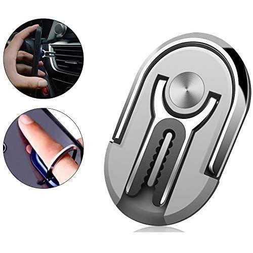 Cell Phone Ring Holder Stand, 3 in 1 MR. YLLS Universal Air Vent Car Phone Mount and Finger Grip Ring Kickstand, 360°Rotation & 90°Flip(Silver)