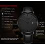 SONGDU Mens Ultra-Thin Quartz Analog Date Wrist Watch with Black Leather Strap