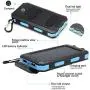 Solar Charger Solar Power Bank 20000mAh Waterproof Portable External Backup Outdoor Cell Phone Battery Charger with Dual LED Flashlight Solar Panel for iPhone Android Cellphones (Black & Blue)