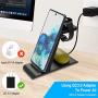 Elobeth Wireless Charger Stand Compatible with Samsung Wireless Fast Charger Galaxy Watch 3 41mm/45mm/42mm/46mm/Active 2/1 Gear S3/S2/Sport Galaxy S20/S10/S10e/Note10/9/8/Buds Live Qi-Certified Phone