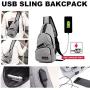 Peicees Travel Gym Bike Sling Bag Shoulder Backpack Daypack w/USB Charging Port