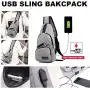 Peicees Travel Gym Bike Sling Bag Shoulder Backpack Daypack w/USB Charging Port Peicees Travel Gym Bike Sling Bag Shoulder Backpack Daypack w/USB Charging Port