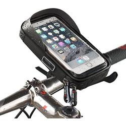 Bike Handlebar Bag, MOOZO Universal Waterproof Cell Phone Pouch Bicycle & Motorcycle Handlebar Phone Mount Holder Cradle with 360 Rotate for iPhone XS MAX XR X 8 7 6S Plus Samsung Smartphone up to 6