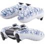 9CDeer 2 Pieces of Silicone Water Transfer Protective Sleeve Case Cover Skin + 8 Thumb Grips Analog Caps + 2 Sets of dust Proof Plug for PS4/Slim/Pro Controller, Butterfly White & Pink