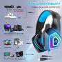 Gaming Headset with Mic, Headphones Stereo Over Ear Bass 3.5mm Microphone Noise Canceling 7 LED Light Soft Memory Earmuffs(Free Adapter)
