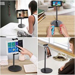 Tablet Ipad Stand Holder, SAIJI Adjustable Phone Stand, 360 Degree Rotating, Aluminum Alloy Cradle Desktop Holder Dock for 4.7"-12.9" Screen Phones, iPad, Nintendo Switch, Kindle, eBook Reader (Black)