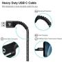 USB C 3.0 Data Cable, UNISAME 3 Pack 10Ft Nylon Braided Type C Fast Charging Power Wire for iPad Pro Galaxy S20 Ultra S10 S9 S8 Note 10 9 8 Google Pixel XL LG Moto OnePlus Portable SSD