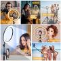 10" Selfie Ring Light with Adjustable Tripod Stand, 3 Modes 10 Brightness Levels with 120 LED Bulbs 5500K, LED Ring Light with Phone Holder for Vlogs, Live Stream, Phone,YouTube,Self-Portrait Shooting