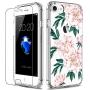 LUHOURI iPhone SE Case 2020,iPhone 8 Case,iPhone 7 Case with Screen Protector,Clear with Cute Blooming Floral Flower for Girls Women,Protective Phone Case for iPhone 7 /iPhone 8/ iPhone SE2