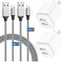 Phone Charger Cable with Wall Plug, Niluoya 2-Pack 10FT Nylon Charging Cord and 2-Pack Dual USB Block Cube Adapter Replacement for iPhone Xs Xs Max XR X 8 7 6 6S Plus 11 9 Pro 5 SE SE2 5S 5C, Pad, Pod
