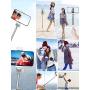 BGJOY Selfie Stick Tripod, Extendable Selfie Stick with Detachable Bluetooth Remote Shutter, Travel Video Tripod Stand Cell Phone Mount Holder and Fill Light Compatible with iPhone/Android (White)