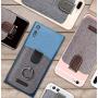 BIAJIYA Card Holder for Back of Phone RFID 5 Pull Credit Card Cash Cell Phone Wallet Pocket Canvas Leather Stick-On ID Case for Smartphones (Dark)