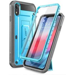 SupCase Unicorn Beetle Pro Series Case Designed for iPhone XR, with Built-in Screen Protector Full-Body Rugged Holster Case for iPhone XR 6.1 Inch (2018 Release) (Blue)