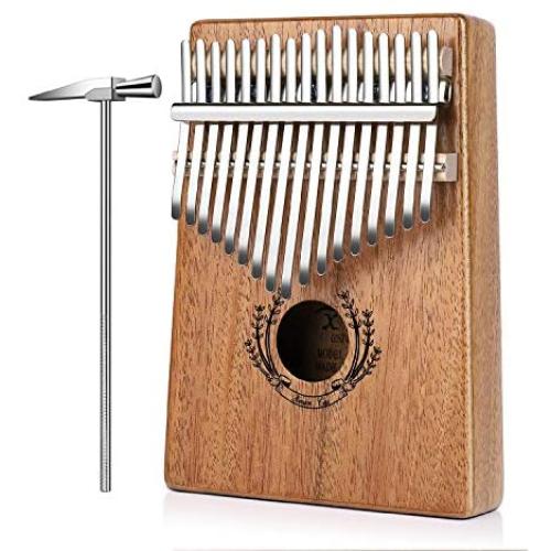 Flexzion Kalimba 17 Keys Thumb Piano, Mbira 17 Tone Finger Piano Portable African Musical Instrument with Musical Scorebook/Learning Booklet, Tune Hammer, Storage Carrying Bag