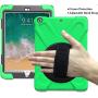 iPad 9.7 Rugged Protective Case with Strap for Kids Girls Boys, TSQ Heavy Duty Hard Durable Defender Drop Kids Shock Proof Case with Rotation Stand,Handle Hand Strap Grip& Neck Shoulder Strap Green