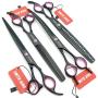 8.0 inches Professional Dog Grooming Scissors Set Straight & thinning & Curved & chunkers 4pcs in 1 Set (with Comb)