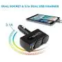 Rocketek 2-Socket Car Splitter Cigarette Lighter Adapter Multi Power Outlet 12/24V 90W with 3.1A 2 USB Car Charger Adapter, Cigarette Lighter Splitter Adapter for iPhone ipad Cell Phone Tablet GPS Rocketek 2-Socket Car Splitter Cigarette Lighter Adapter Multi Power Outlet 12/24V 90W with 3.1A 2 USB Car Charger Adapter, Cigarette Lighter Splitter Adapter for iPhone ipad Cell Phone Tablet GPS