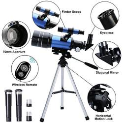 ToyerBee Telescope for Kids&Beginners, 70mm Aperture 300mm Astronomical Refractor Telescope(15X-150X), Portable Travel Telescope for Adult with A Finder Scope, A Phone Adapter& A Wireless Remote