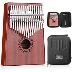 GECKO Kalimba 17 Keys Thumb Piano Builts-in EVA High-Performance Protective Box, Tuning Hammer and Study Instruction.