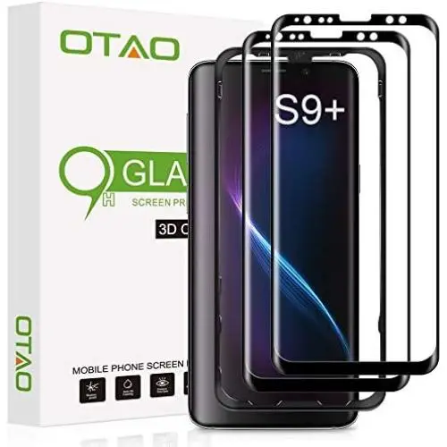 Galaxy S9 Plus Screen Protector Tempered Glass (2 Pack), OTAO 3D Curved Dot Matrix [Full Screen Coverage] Glass Screen Protector for Samsung Galaxy S 9 Plus with Installation Tray [Case Friendly]